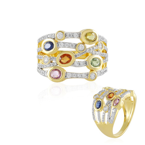 Bague en argent et Saphir parme