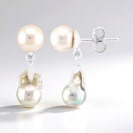 Pendientes en plata con Perla Akoya azul platino (TPC)