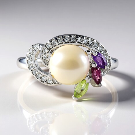 Anello in argento con Perla d'Acqua Dolce Bianca