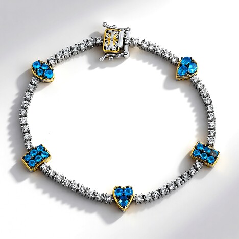 Bracciale in argento con Apatite Blu Neon (Gems en Vogue)