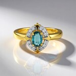 Anello in argento con Cianite Blu Foglia di Tè