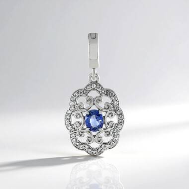 Pendentif en argent et Saphir bleu de Ceylan non chauffé