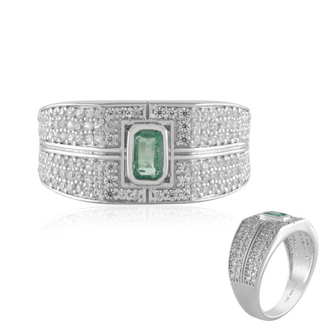 Zilveren ring met een Colombiaanse smaragd