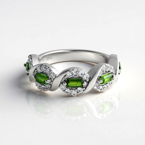 Anello in argento con Diopside Russo (Adela Silber)