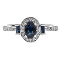 Anillo en oro con Zafiro azul Ceylon