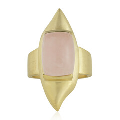 Anello placcato in oro con Quarzo Rosa