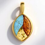 Ciondolo in argento con Ambra Baltica Cognac (dagen)