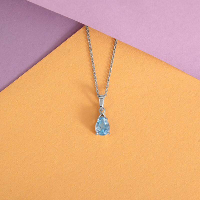 Himmelblauer Topas-Silberhalskette