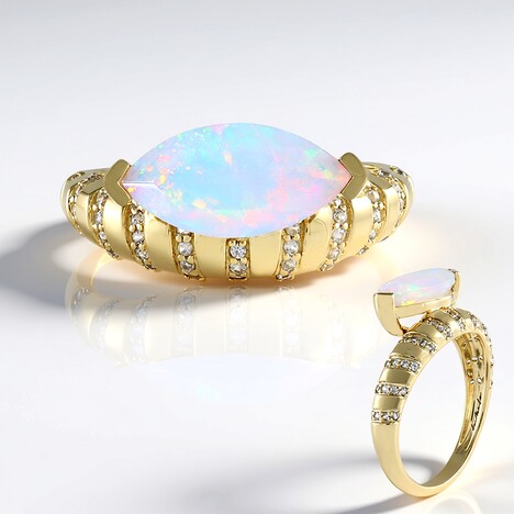 Anello in oro con Opale di Welo (de Melo Gold)