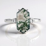 Bague en argent et Agate mousse