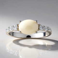 Anello in argento con Opale Bianco