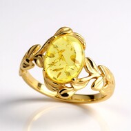 Bague en argent et Ambre baltique couleur citron (dagen)