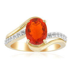 Bague en or et Opale de feu mexicaine AAA