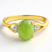 Anello placcato in oro con Crisoprasio Imperiale