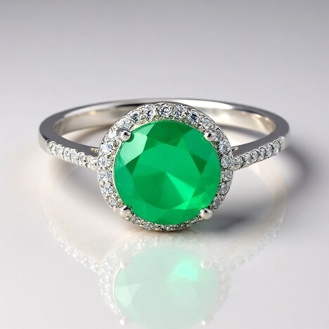 Anello in argento con Calcedonio Verde