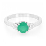 Anillo en plata con Calcedonia verde