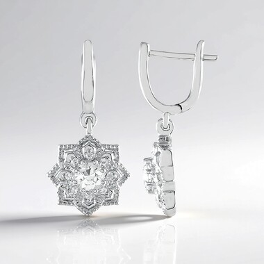 Pendientes en plata con Zafiro blanco