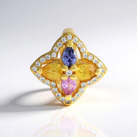Ciondolo in argento con Zaffiro Ceylon Rosa