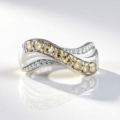 Anello in argento con Diamante Champagne I2 (de Melo)