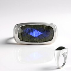 Anello in argento con Labradorite Blu Maniry (KM by Juwelo)