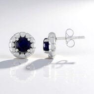 Orecchini in argento con Zaffiro Blu del Madagascar