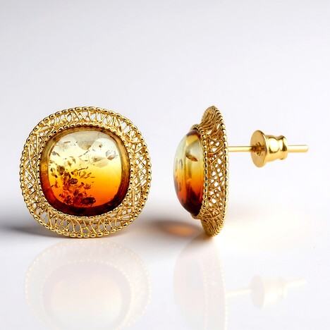 Orecchini in argento con Ambra Sunrise Baltica (dagen)