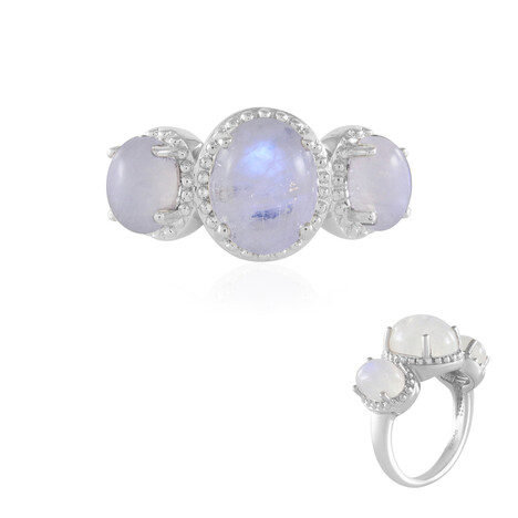 Zilveren ring met een regenboog maansteen