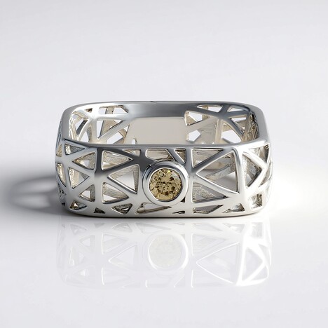 Anello in argento con Diamante Champagne I2 (Ornaments by de Melo)