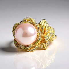 Anello in oro con Perla d'Acqua Dolce Rosa