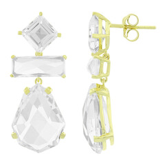 Zilveren oorbellen met witte kwartskristallen (TPC)