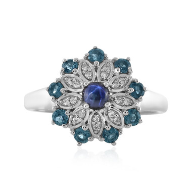 Blauer Stern-Saphir-Silberring