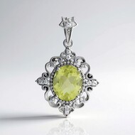 Colgante en plata con Cuarzo del Ouro Verde