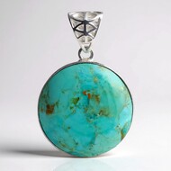 Pendentif en argent et Turquoise bleue de Mohavie (Jones Lee)
