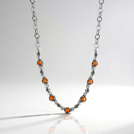 Collana in argento con Conchiglia di Ostrica Spinosa Arancione (Desert Chic)