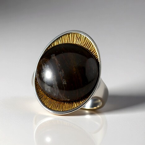 Anello in argento con Legno Fossile (dagen)