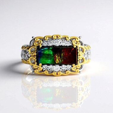 Anillo en plata con Ammolita (Gems en Vogue)