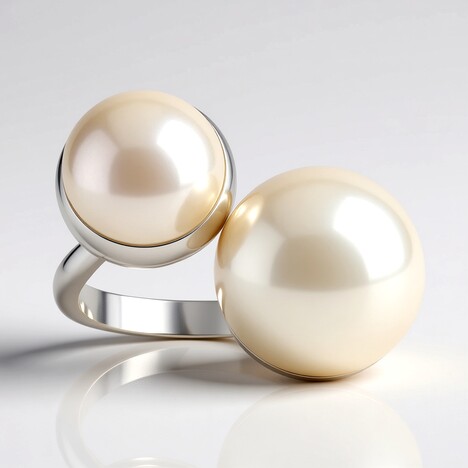 Bague en argent et Perle blanche de culture d'eau douce (TPC)