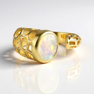 Anello in argento con Opale di Welo AAA (Ornaments by de Melo)