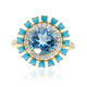 Bague en or et Topaze bleu Suisse (CIRARI)