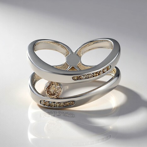 Anello in argento con Diamante Champagne I2 (de Melo Essence)