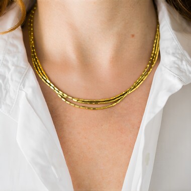 Collar en plata con Hematita dorada (Riya)