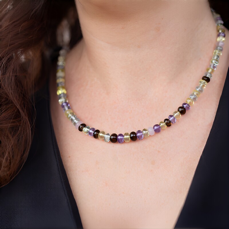 Zilveren halsketting met amethisten