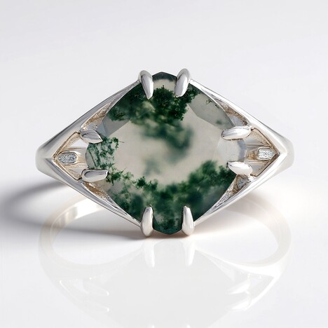Anello in argento con Agata Muschiata