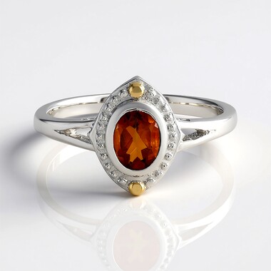 Zilveren ring met een Madeira citrien (Granulieren)