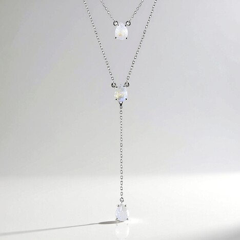 Collana in argento con Pietra di Luna Arcobaleno
