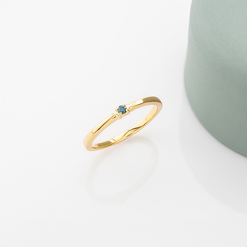 Anillo en plata con Diamante azul I3