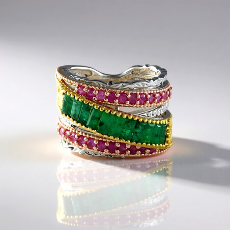 Anello in argento con Smeraldo Zambia (Gems en Vogue)