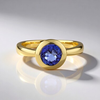 9K AAA Tanzanite Gold Ring (de Melo)