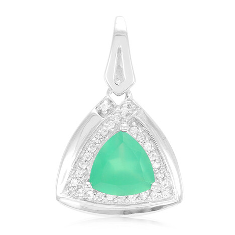 Grüner Chalzedon-Silberanhänger