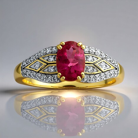 Bague en or et Rubellite du Nigéria (Mark Kaufman)